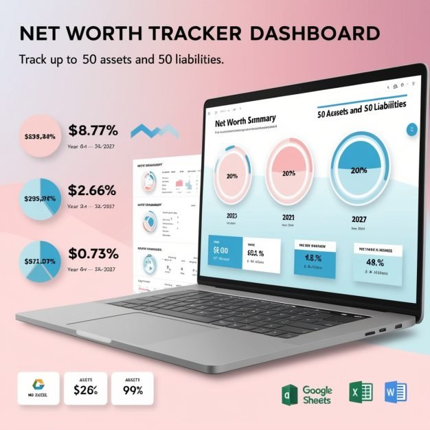 Net Worth Tracker Spreadsheet | Excel & Google Sheets | Personal Finance Planner for Assets & Liabilities