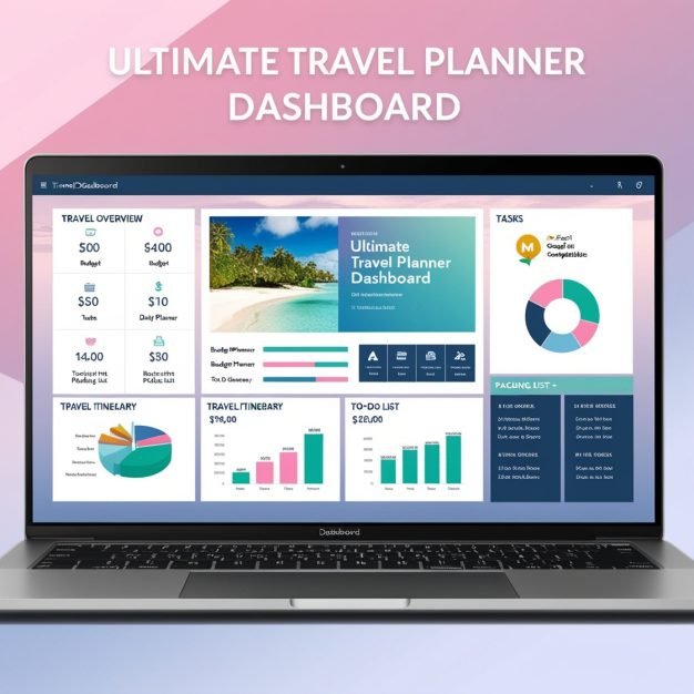 Stress-Free Travel Planning: Your Digital Travel Planner Companion | Excel & Google Sheets Templates | Budget, Itinerary, Packing List, Daily Organizer