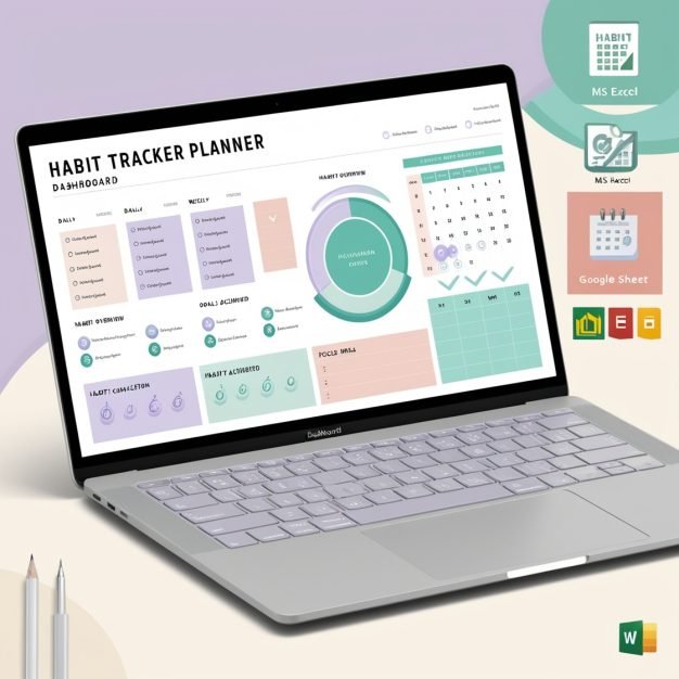 Habit Tracker Spreadsheet | Google Sheets Template | Daily, Weekly, Monthly Progress Tracker - Image 3